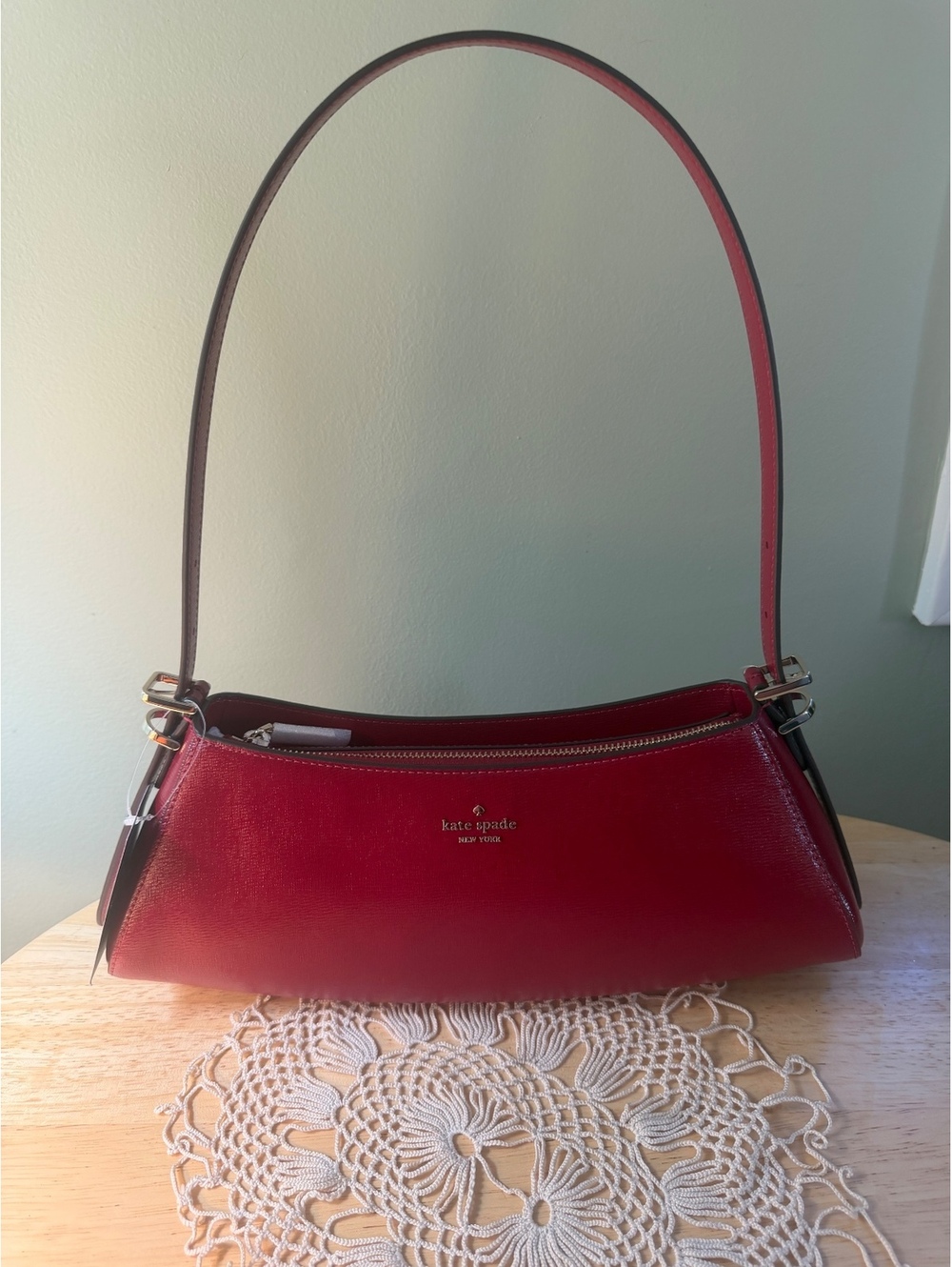 Kate Spade Franklin Red Textured Leather Shoulder Bag
